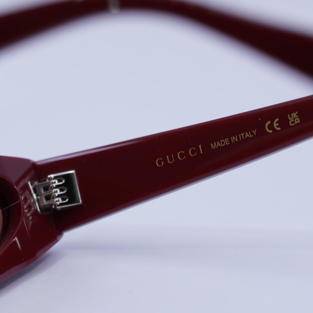 Gucci GG1779S 003 Sunglasses Burgundy Cat Eye Frame, Brown Lenses - Picture 8 of 11